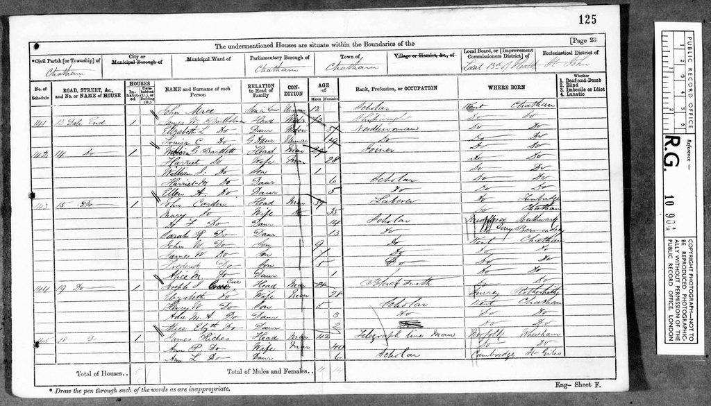 John Carden 1871 census Chatham Kent - labourer