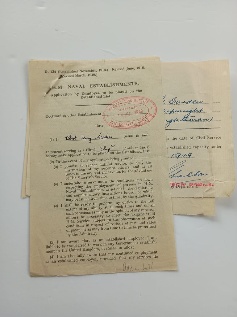 Robert H Carden shipwright appt 1949